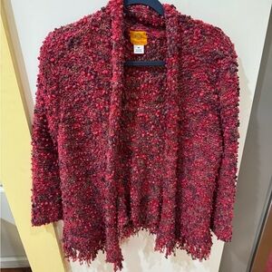 Ruby Red Women's Textured Red Sweater cardigan